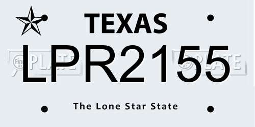 LPR2155 Texas License Plate