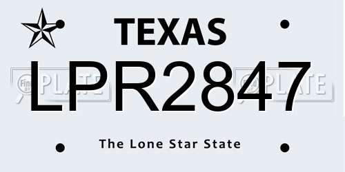 LPR2847 Texas License Plate
