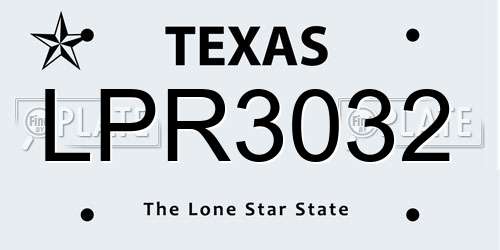 LPR3032 Texas License Plate