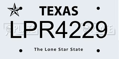 LPR4229 Texas License Plate