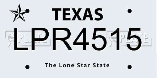 LPR4515 Texas License Plate