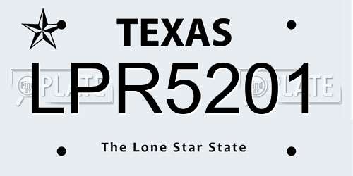 LPR5201 Texas License Plate