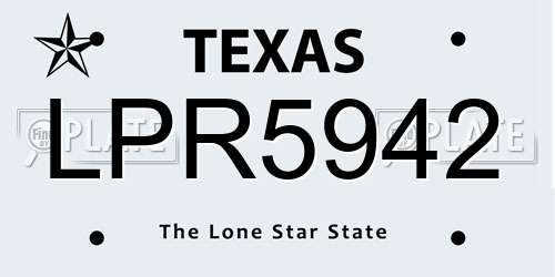 LPR5942 Texas License Plate