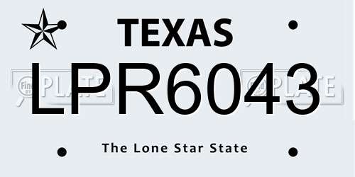 LPR6043 Texas License Plate