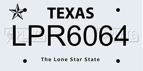 LPR6064 Texas License Plate
