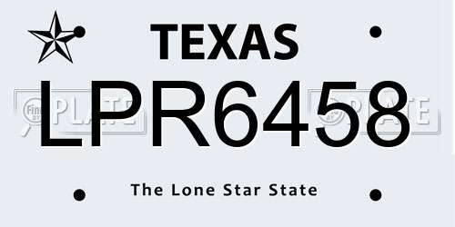 LPR6458 Texas License Plate