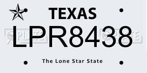 LPR8438 Texas License Plate