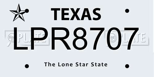 LPR8707 Texas License Plate