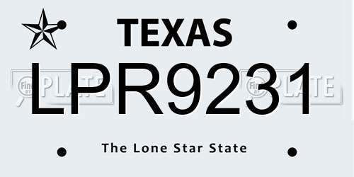 LPR9231 Texas License Plate