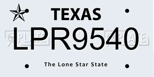 LPR9540 Texas License Plate
