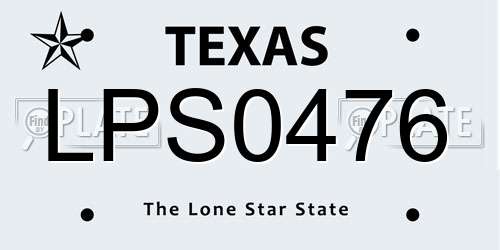 LPS0476 Texas License Plate