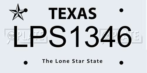 LPS1346 Texas License Plate