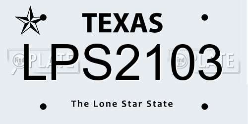LPS2103 Texas License Plate