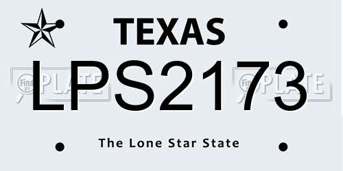 LPS2173 Texas License Plate