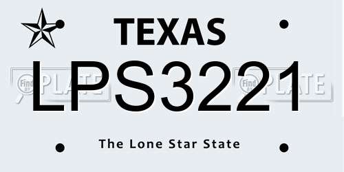 LPS3221 Texas License Plate