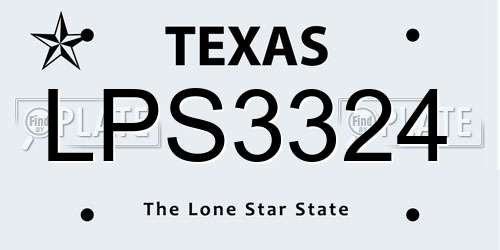 LPS3324 Texas License Plate