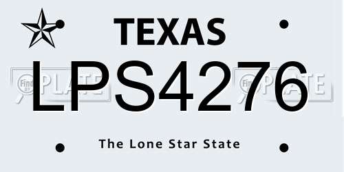 LPS4276 Texas License Plate