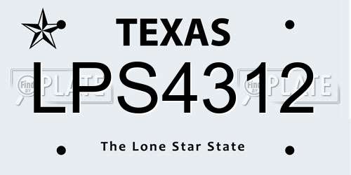 LPS4312 Texas License Plate