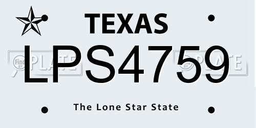 LPS4759 Texas License Plate