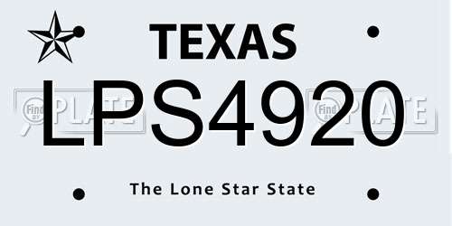 LPS4920 Texas License Plate
