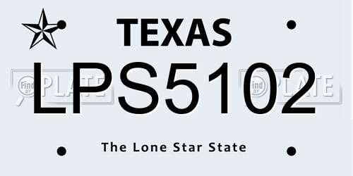 LPS5102 Texas License Plate