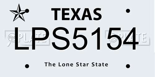 LPS5154 Texas License Plate