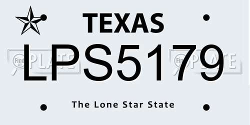 LPS5179 Texas License Plate