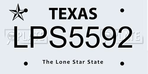 LPS5592 Texas License Plate