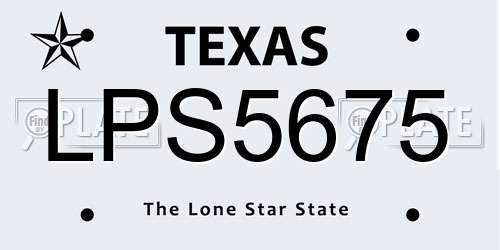 LPS5675 Texas License Plate
