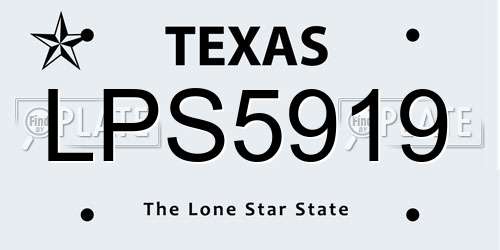 LPS5919 Texas License Plate
