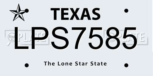LPS7585 Texas License Plate