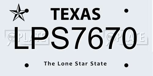 LPS7670 Texas License Plate