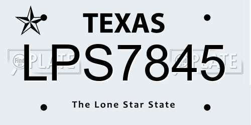 LPS7845 Texas License Plate