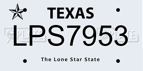LPS7953 Texas License Plate