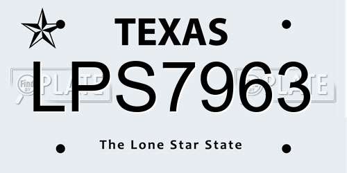 LPS7963 Texas License Plate