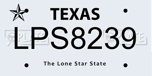 LPS8239 Texas License Plate
