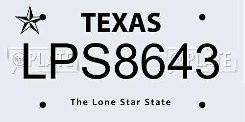 LPS8643 Texas License Plate