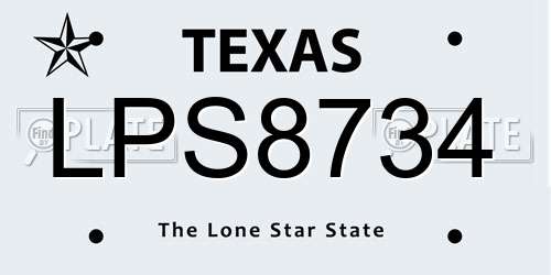 LPS8734 Texas License Plate