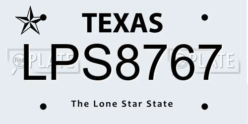 LPS8767 Texas License Plate