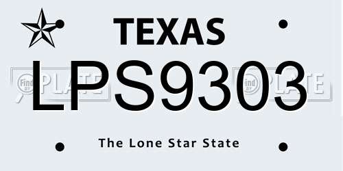 LPS9303 Texas License Plate