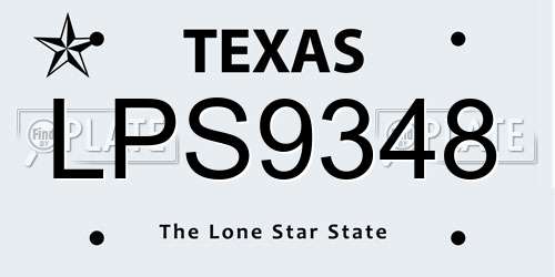 LPS9348 Texas License Plate