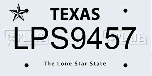 LPS9457 Texas License Plate