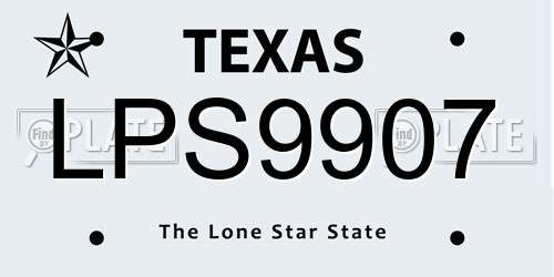 LPS9907 Texas License Plate