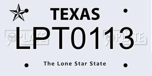 LPT0113 Texas License Plate