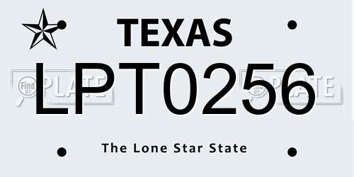 LPT0256 Texas License Plate