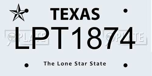 LPT1874 Texas License Plate