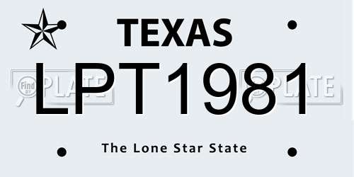 LPT1981 Texas License Plate