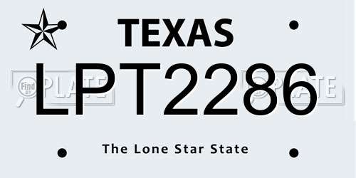 LPT2286 Texas License Plate