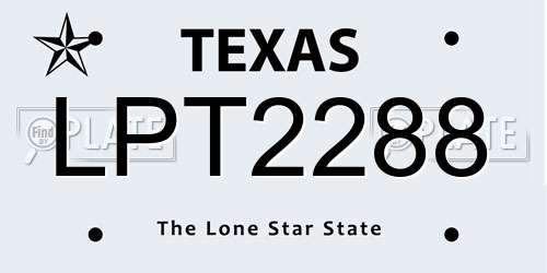 LPT2288 Texas License Plate