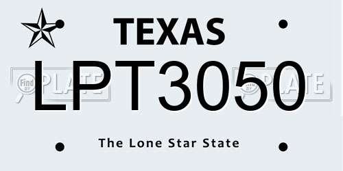 LPT3050 Texas License Plate